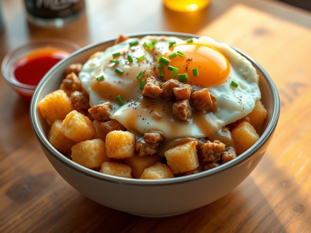 Tater Tot Breakfast Bowl with Sausage Gravy